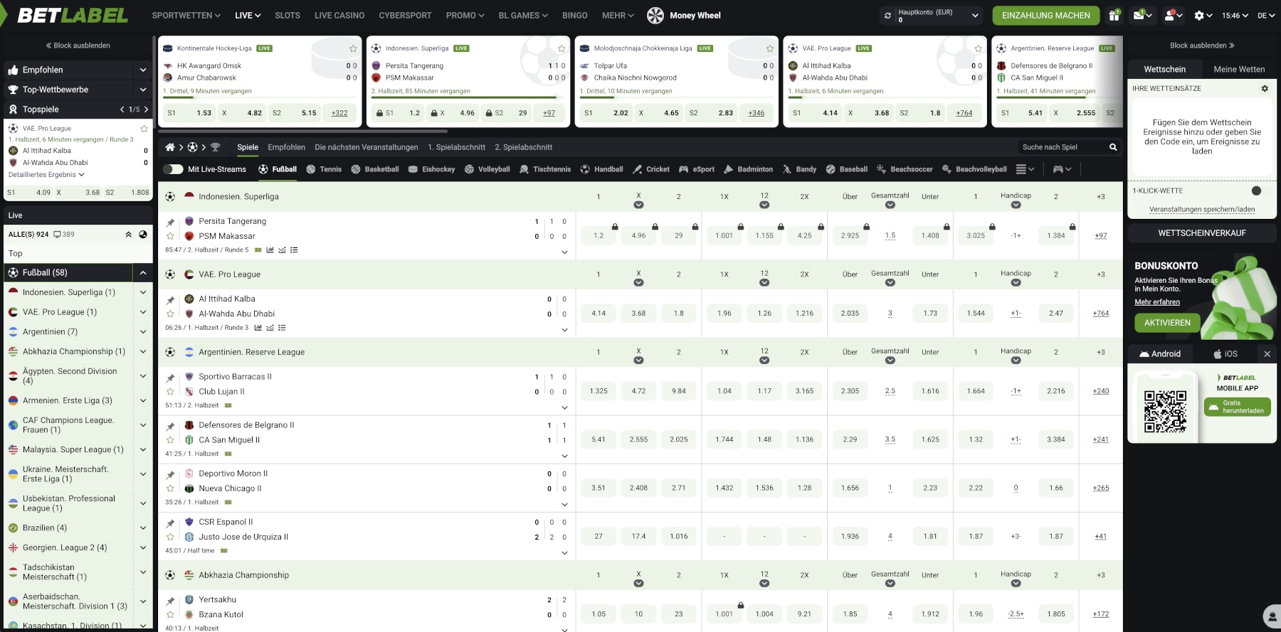 BetLabel Live-Wetten