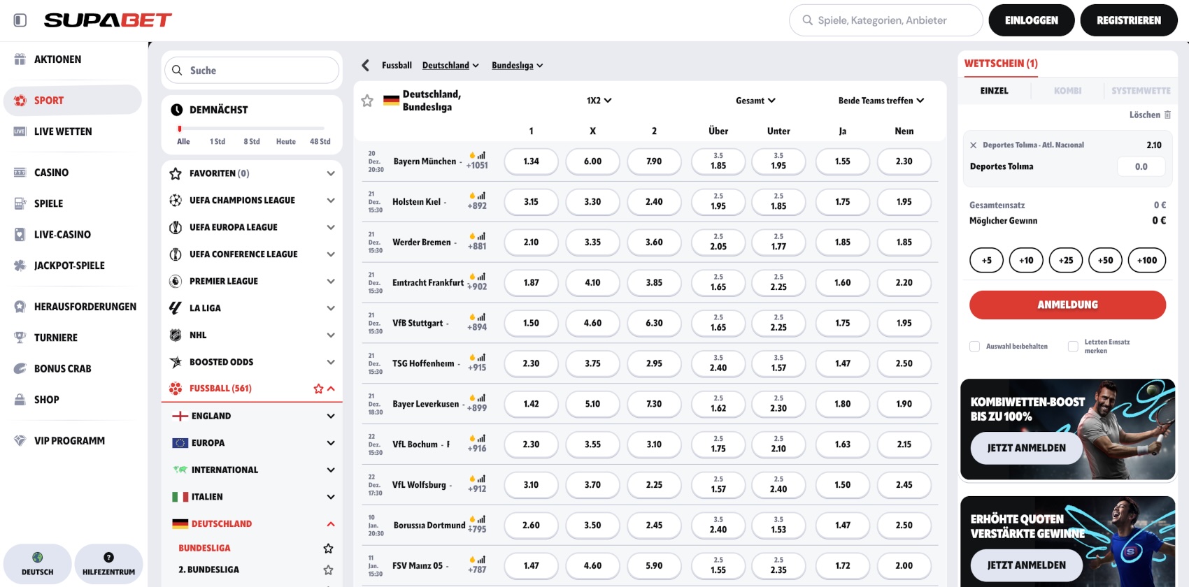 Supabet Bundesliga Wetten