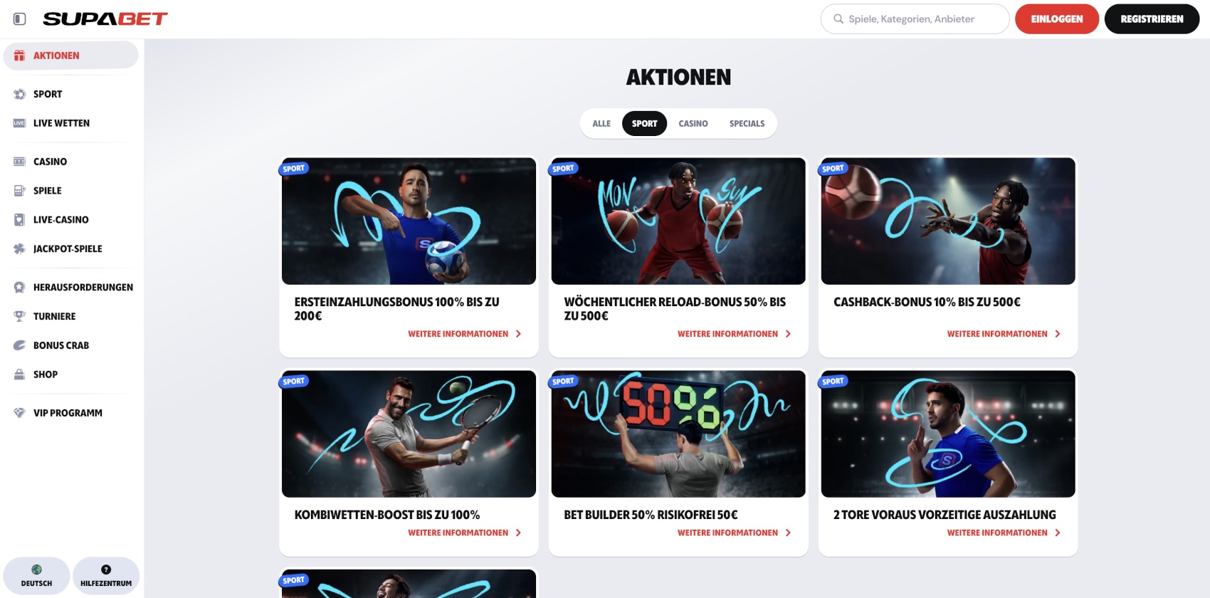 Supabet Aktionen