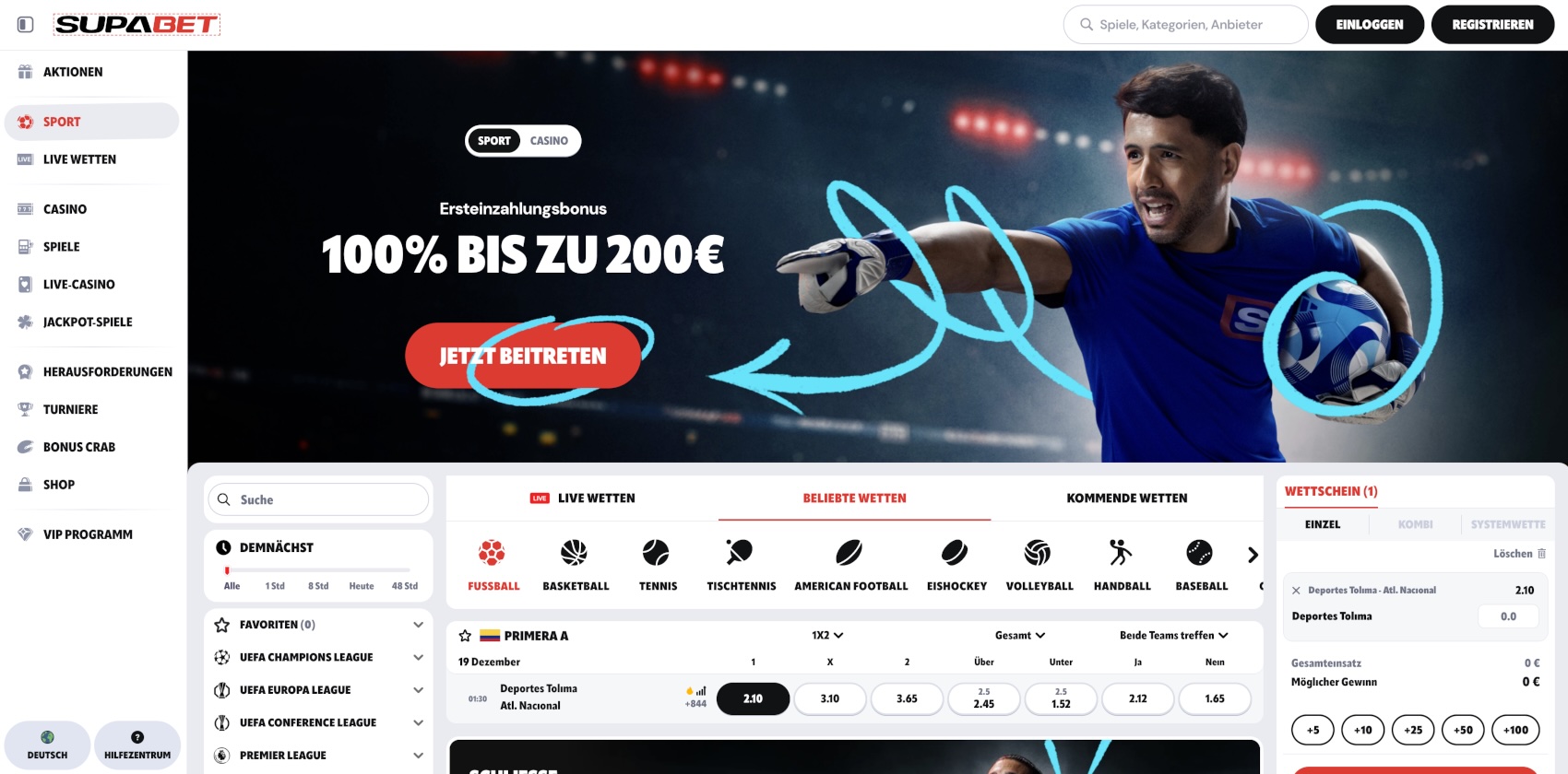Supabet Sportwetten Bonus