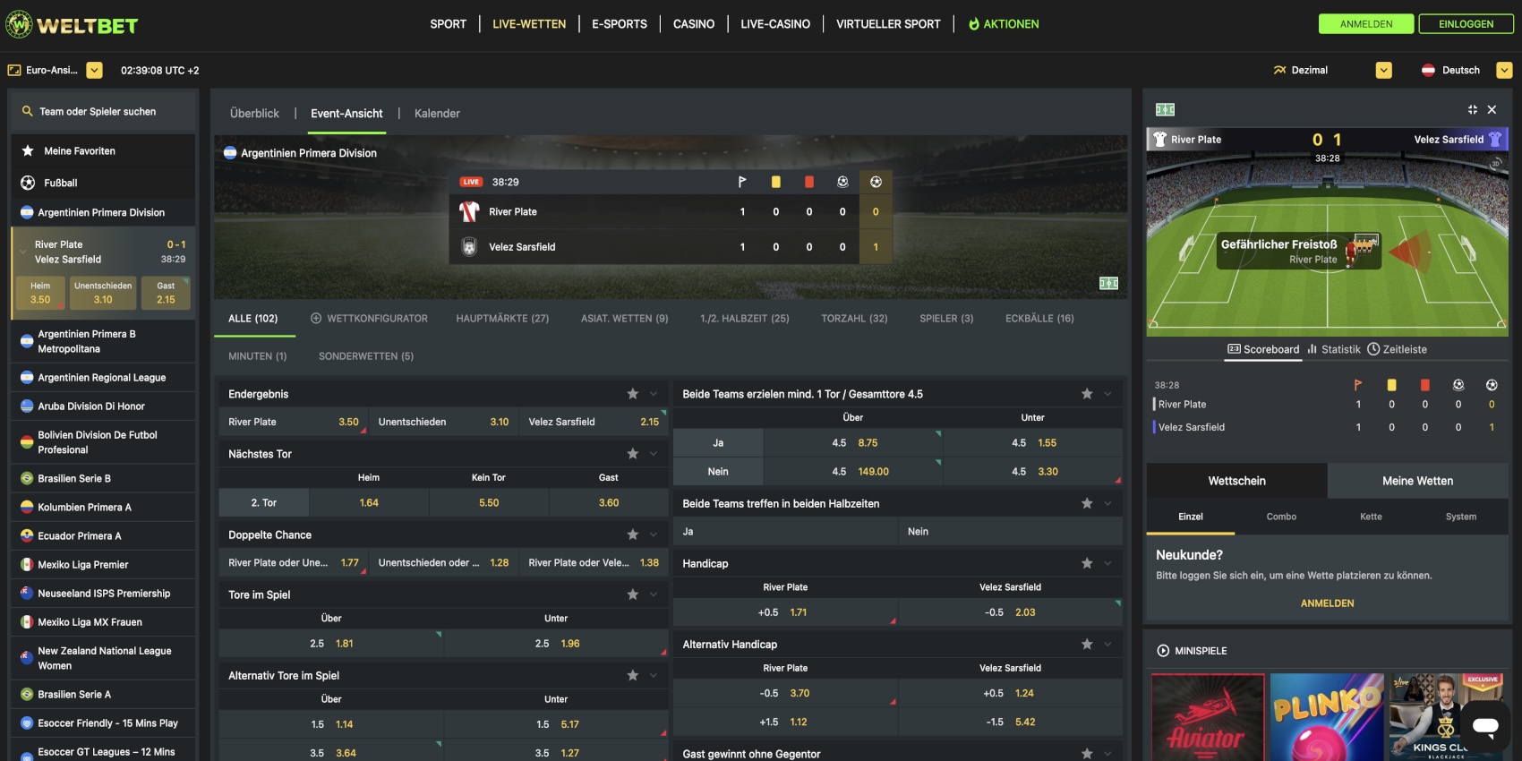 Weltbet Live-Wetten